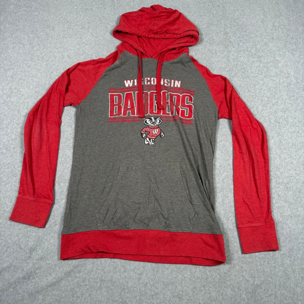 Wisconsin Badgers Rivalry Threads Hoodie Red Grey Bucky Badger Mens Large